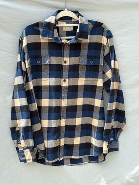 Jachs Blue, Black and White Plaid Button-Down Shirt